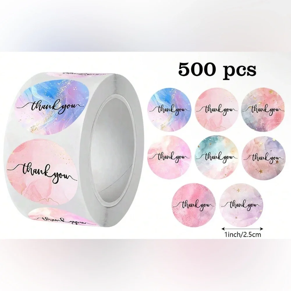Thank you stickers - 1 Roll (500 pc) NEW